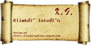 Klimkó István névjegykártya
